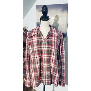 Security Vintage 70s Mens Flannel Shirt Size Large Wing Collar Cabincore Boho